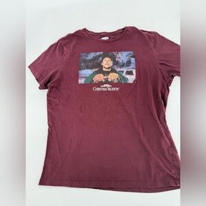 Old Navy National Lampoon Christmas Vacation Burgundy Crew Neck Tee Size M